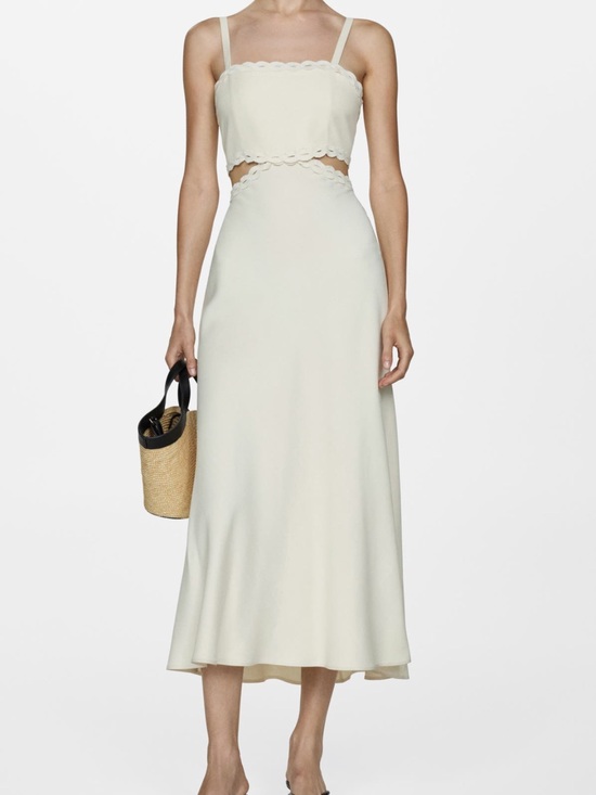Mango Dresses & Skirts - Mango Cream Scalloped-Edge Midi Skirt